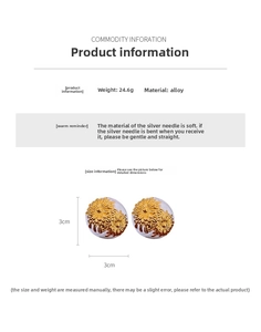 Detail view of vintage enamel flower earrings showing 3cm size and alloy material specs
