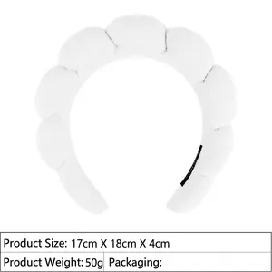 White puffy bubble spa headband for skincare size 17cm x 18cm x 4cm weight 50g