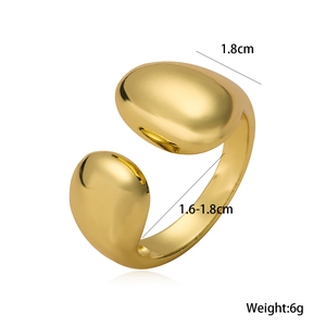 Vergoldeter geometrischer offener Ring für Damen mit 1,8 cm Breite und verstellbarer Passform