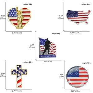 Détails des dimensions et poids pour pins drapeau USA et Statue Liberté