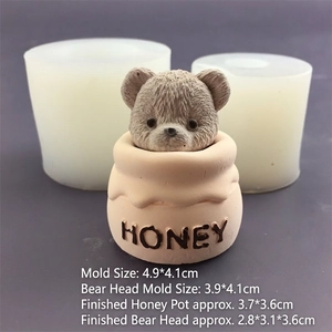 3D teddy bear honey pot silicone mold for DIY candles, plaster crafts and baking