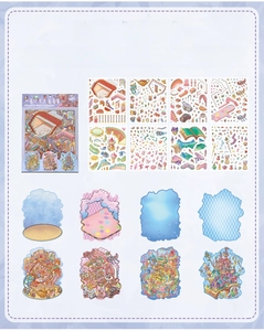 Detailed view of magic themed 3D isometric PET stickers with dimension specifications
