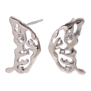 Boucles d'oreilles papillon en acier inoxydable plaqué or 18 carats avec cristaux brillants