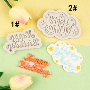 Happy Birthday Silicone Cake Mold Cloud Star Letter Fondant Chocolate Decoration DIY Baking Tool