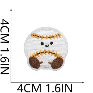 Detailed view of 4cm mini baseball embroidered patch with size markings for DIY crafts