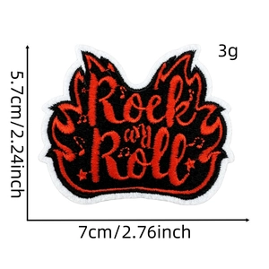 Rock and Roll music skull embroidered patch for clothing with 7cm x 5.7cm size scale