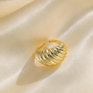 Minimalist gold plated croissant dome ring with an adjustable open band design