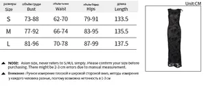 Size chart for flocking mesh sleeveless dress showing S, M, L measurements in CM