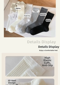 Detail view of cotton blend crew socks featuring delicate lace edges and 3D heel structure