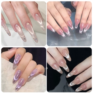 Nail art tool set featuring magnetic cylinder sticks for french cateye effect design