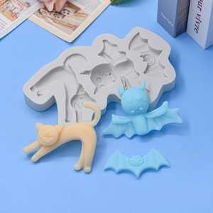 Stampo in silicone di Halloween con forme di gatto e pipistrello per dolci e cioccolato
