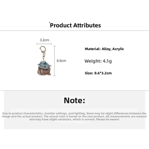 Detail view of cartoon cat banana keychain showing 8.6x3.2cm size and alloy material