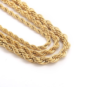 Poliertes goldbeschichtetes Edelstahl-Seilkettendesign für Damen und Herren in Mehrlagenoptik