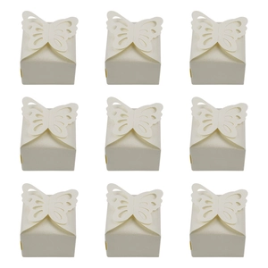 Laser-cut butterfly white pearl paper candy gift boxes for wedding and party favors