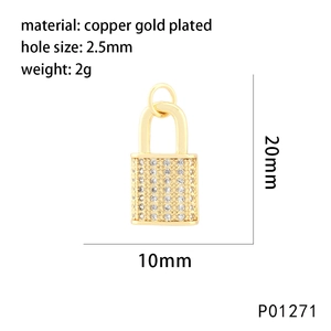 Detail view of heart-shaped gold padlock pendant with cubic zirconia and size dimensions