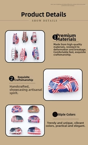 Detailed view of the handmade USA flag patterned PVC hair claw clip with star-spangled design