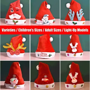 Christmas Hats Plush Santa Hat With LED Glowing Reindeer Antlers Snowman Decor For Adult And Kids Holiday Party