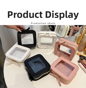 Minimalist transparent cosmetic bag portable makeup pouch clear window toiletry organizer.