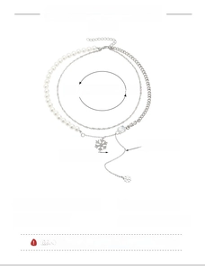 Detailed size specifications for silver snowflake pendant layered necklace in inches