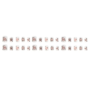 Sweet pink blush gradient press-on nails with cute cartoon puppy and doodle art