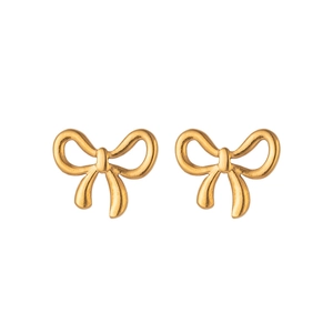 Boucles d'oreilles nœud élégantes en acier titane plaqué or 18 carats au design épuré