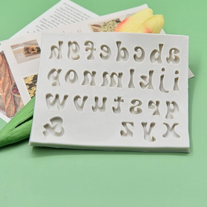 White food-grade silicone mold with 26 lowercase alphabet letters for DIY baking