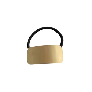 Minimalist gold metal matte hair tie with black high-elastic band for ponytail hairstyles