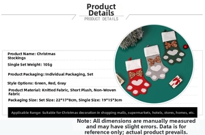Détails de chaussettes de Noël en tricot en forme de pattes avec nœuds à paillettes