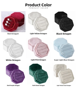 Octagonal velvet jewelry box with double slots available in nine different colors