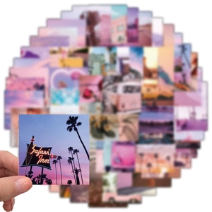 Retro California sunset style waterproof stickers for laptop and luggage decoration