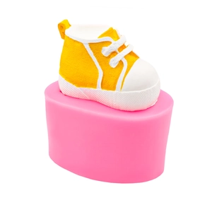3D sneaker silicone mold for DIY soap and plaster crafts, pink textured canvas shoe design
