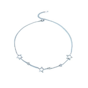 Silver star pendant necklace with multi-star charms and adjustable lobster clasp