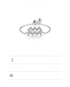 Detailed size specifications of 925 sterling silver wave ring with zircons and 0.72g weight