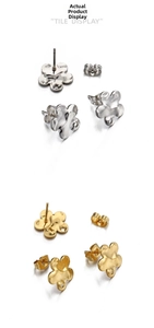 Macro de boucles d'oreilles fleur 18k or et argent à texture ondulée pour bijoux DIY