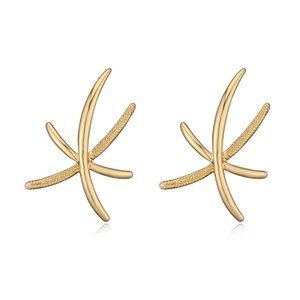Detail of 18K gold plated heart earrings with textured and polished leaf finish