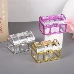European hollow treasure chest candy box in gold silver and purple finish