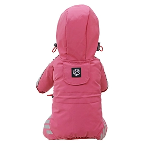 Imperméable rose pour chien avec capuche et bande réfléchissante de sécurité au dos