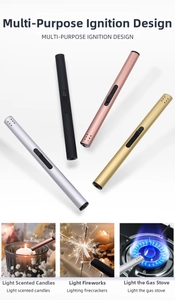 Long windproof lighter set in silver, black, rose gold, and gold for aroma candles