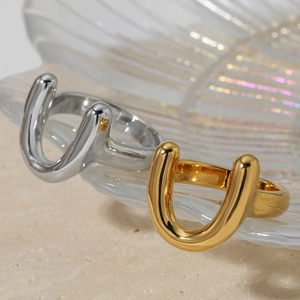 Minimalist U-shaped 316 stainless steel rings in gold and silver finish for women