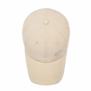 Beige lightweight breathable quick-dry sports sun hat with purple logo for outdoor use
