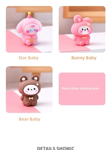Detailed view of cute cartoon animal pencil sharpener models in pink and brown resin