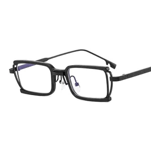 Classic black square frame sunglasses with metal details and adjustable nose pads