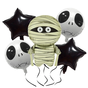Kit de ballons d'Halloween incluant squelette style Jack Skellington et motifs de momie