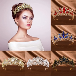 Luxury Baroque Bridal Crown Tiara Alloy Zircon Rhinestone Wedding Pageant Hair Accessories For Women Queen Vintage