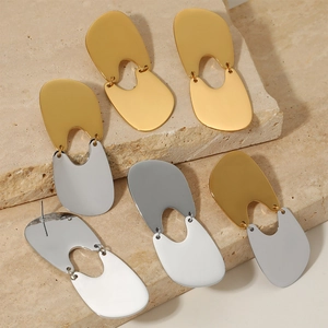 Minimalist geometric PVD stainless steel earrings in gold and silver finish options