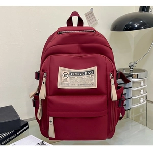 Nylon Large Capacity Backpack For School Students Laptop Multi Pocket Travel Casual Street Style Simple Solid Color