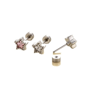 Silbernes 3er-Set Sternohrstecker mit rosa und weißen Zirkonia-Steinen für Damen