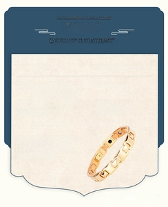 Detailed view of gold stainless steel health bracelet showing size 205x10mm and internal magnets