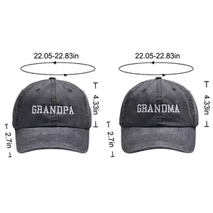 Baseball cap sizing guide for Grandma and Grandpa embroidery hats with head circumference info