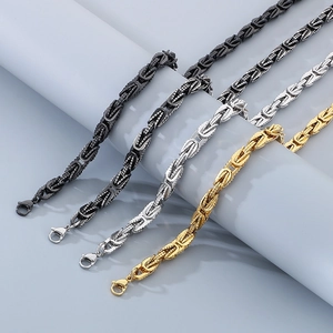 Bracciali bizantini vintage in acciaio inossidabile in nero, oro, argento e design bicolore